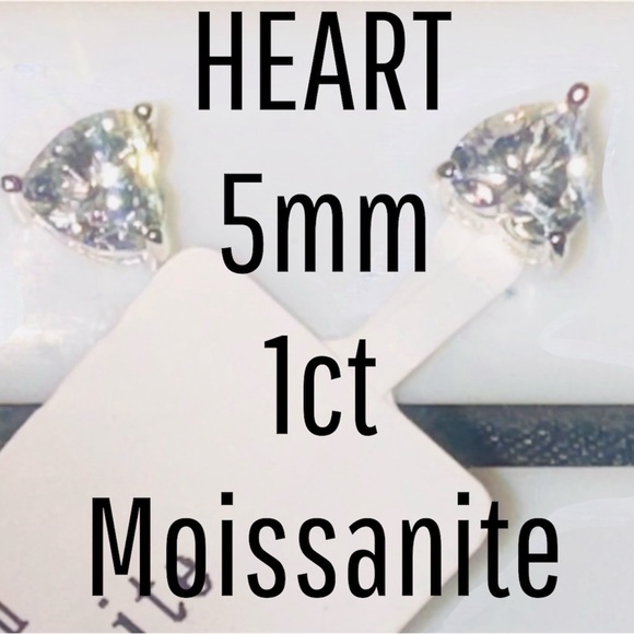 1ct Heart Moissanite Diamond 5mm Earrings. Brand new in box VIP Authentication.